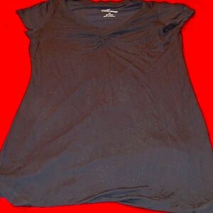 LISOME. Black, vneck, short sleeve shirt.